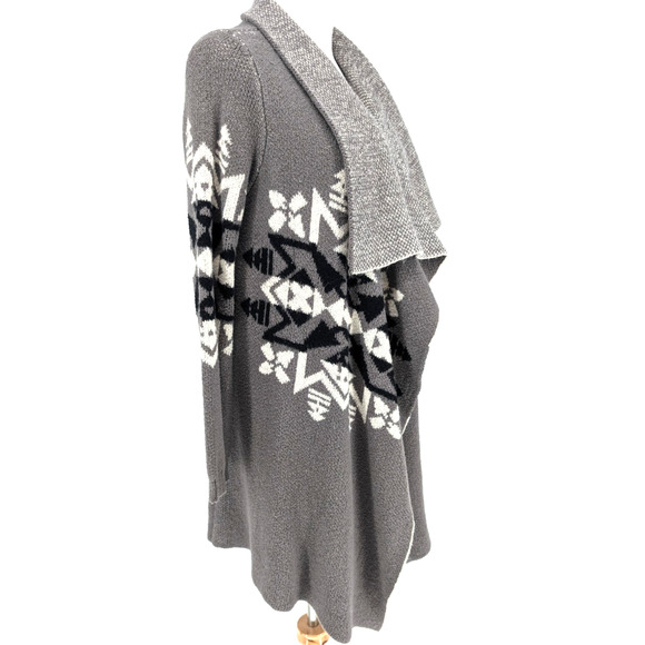Show Me Your Mumu Yummy Sweater Gray Cozy Shawl Collar Boho Aztec Cardigan Small - Picture 3 of 11